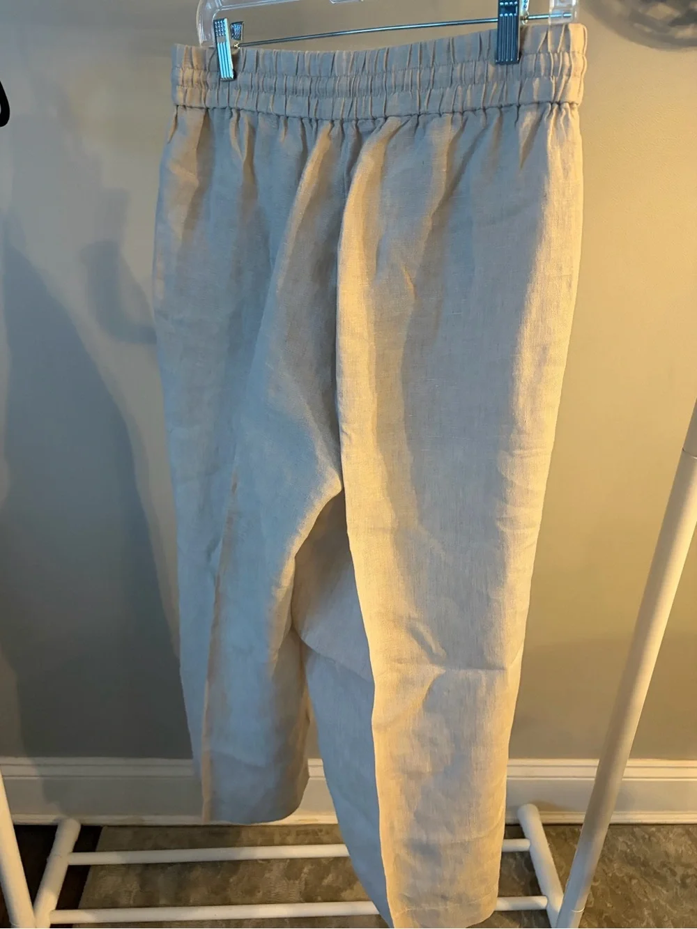 J. Crew Linen Cropped Drawstring Pants in Natural Beige size medium